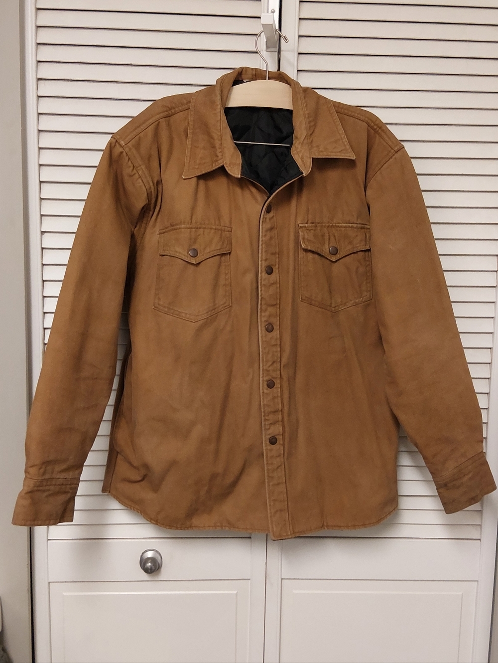 Vintage Men's Quilted-Lined Canvas Overshirt Jacket - Brown